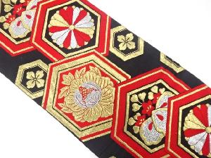 アンティーク　亀甲に牡丹・桐・菊模様織出し袋帯（着用可）